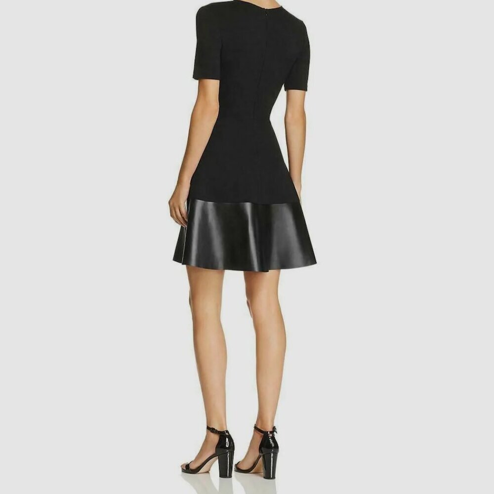 AQUA Black Faux Leather Fit and Flare Dress - Picture 2 of 2